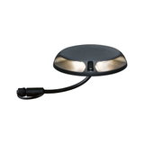 Black metal LED ground light with warm white illumination and cable for outdoor lighting solutions