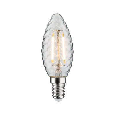 LED-Leuchtmittel in klarer Glasform mit gedrehtem Design und E14-Fassung für dekorative Beleuchtung