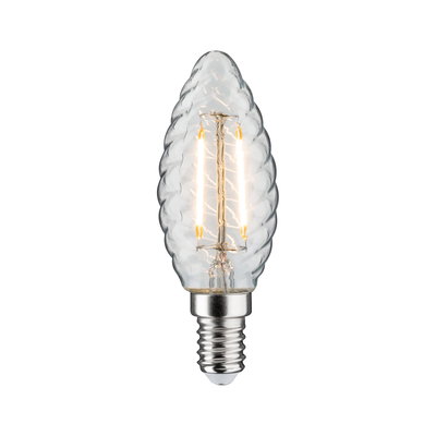 LED-Leuchtmittel in klarer Glasform mit gedrehtem Design und E14-Fassung für dekorative Beleuchtung