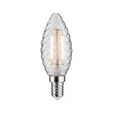 Ampoule LED en verre clair avec design torsadé et culot E14 pour éclairage décoratif et économique