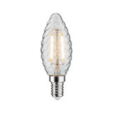 Ampoule LED en verre clair avec design torsadé et culot E14 pour éclairage décoratif et économique