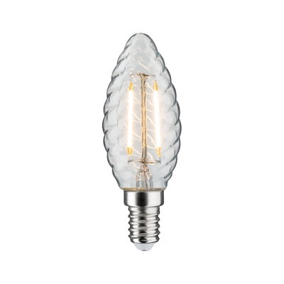 Ampoule LED en verre clair avec design torsadé et culot E14 pour éclairage décoratif et économique