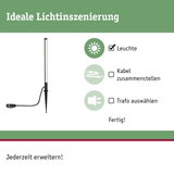 Schwarze LED-Gartenleuchte mit Erdspieß und Kabel für einfache Außenbeleuchtung und Lichtinszenierung