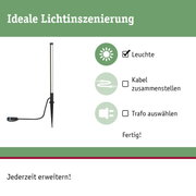 Schwarze LED-Gartenleuchte mit Erdspieß und Kabel für flexible Außenbeleuchtung