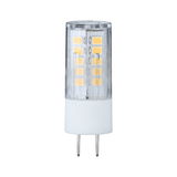 Compact G9 LED bulb with clear plastic housing and warm white light for energy-efficient lighting