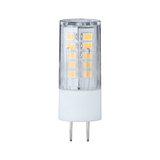 Compact G9 LED bulb with clear plastic housing and warm white light for energy-efficient lighting