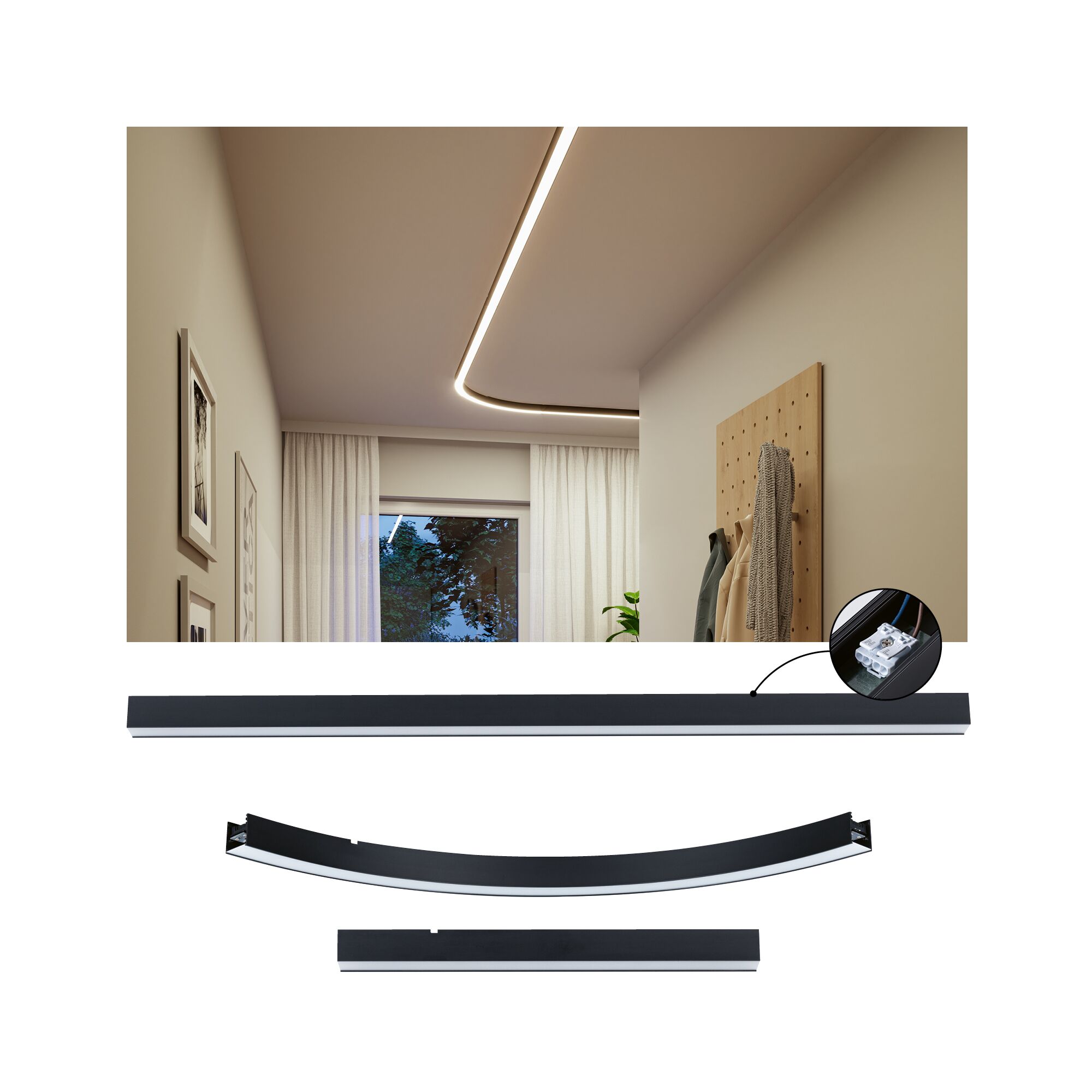 Linion Lichtkanal Kurve Komplettset 230/24V W 3000K Signalschwarz