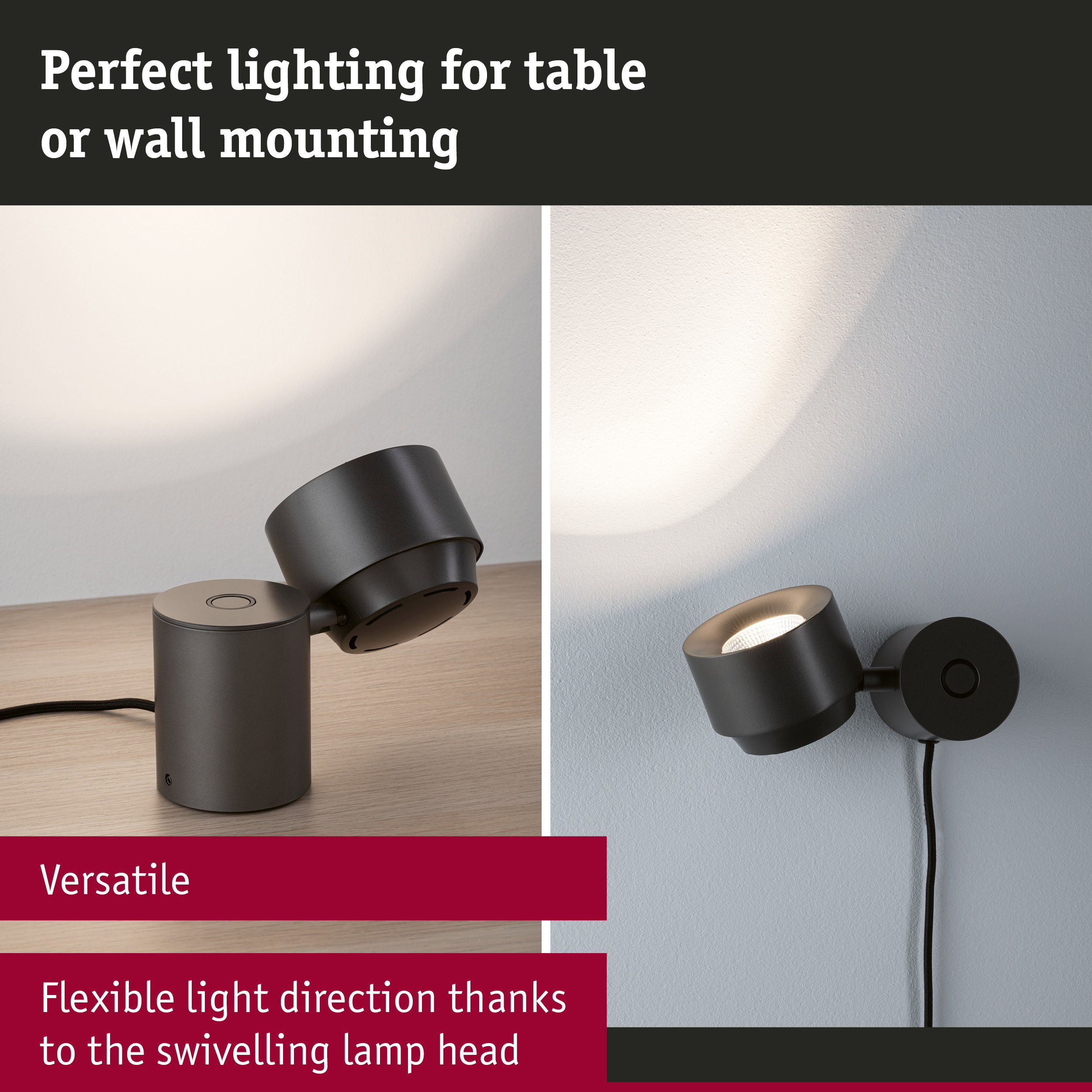 LED Table lamp 3-Step-Dim Pane 2700K 328lm 3W Titanium