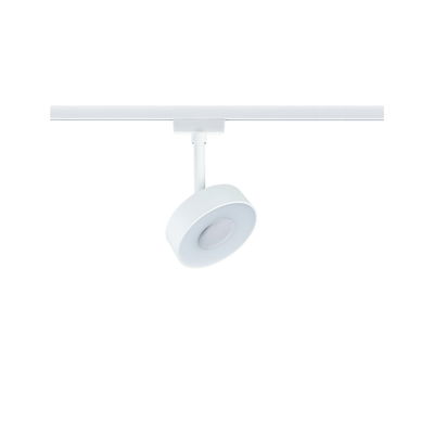 Modern white metal LED spotlight on track system for flexible room lighting solutions