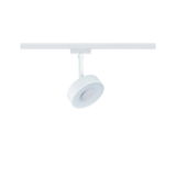 Moderne witte metalen LED-spot op railsysteem voor flexibele kamerverlichting