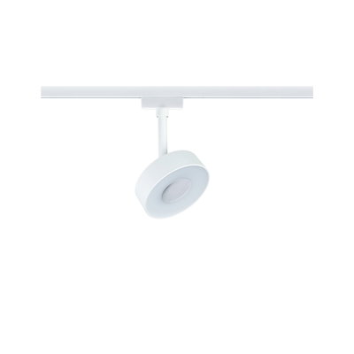 Moderne witte metalen LED-spot op railsysteem voor flexibele kamerverlichting