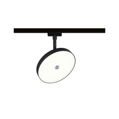 Round black LED spotlight with white diffuser for track lighting system