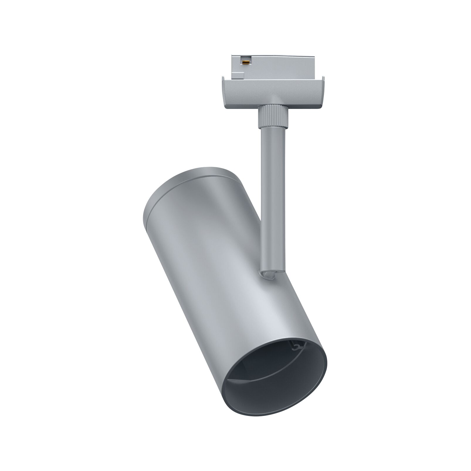 Moderner silberner LED-Spot aus Metall für Schienensysteme, dimmbar und schwenkbar