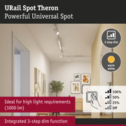 White URail Spot Theron LED spotlight with integrated 3-step dim function for bright lighting