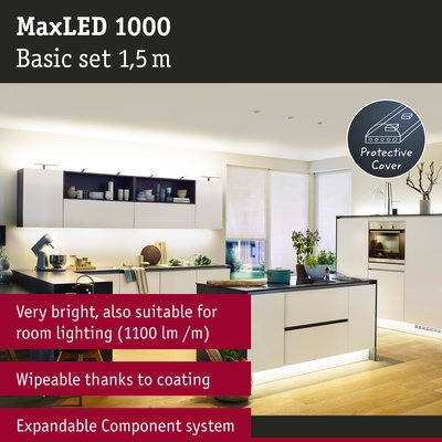 MaxLED 1000 1.5m LED lighting set with protective coating, bright room light and expandable system