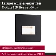 Lampe murale LED noire en métal 100 lm, anti-éblouissement et lumière blanc chaud 2700 K