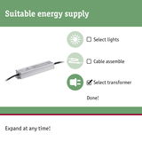 Silver aluminium LED driver with cable for suitable energy supply in LED lighting setups