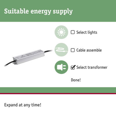 Silver aluminium LED driver with cable for suitable energy supply in LED lighting setups
