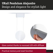 URail Pendulum Alejandro white LED pendant light with glare control and memory reset function