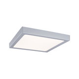 Quadratische LED-Deckenleuchte aus silbernem Aluminium mit weißem Diffusor für modernes Raumlicht