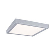 Quadratische LED-Deckenleuchte aus silbernem Aluminium mit weißem Diffusor für modernes Raumlicht