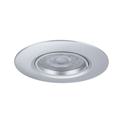 Runder Einbaustrahler aus silbernem Aluminium mit klarem Glas und LED-Licht für moderne Raumbeleuchtung