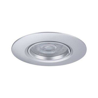 Round recessed spotlight in silver aluminum with clear glass and LED light for modern room lighting