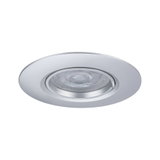 Runder Einbaustrahler aus silbernem Aluminium mit klarem Glas und LED-Licht für moderne Raumbeleuchtung