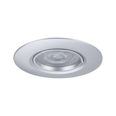 Runder Einbaustrahler aus silbernem Aluminium mit klarem Glas und LED-Licht für moderne Raumbeleuchtung