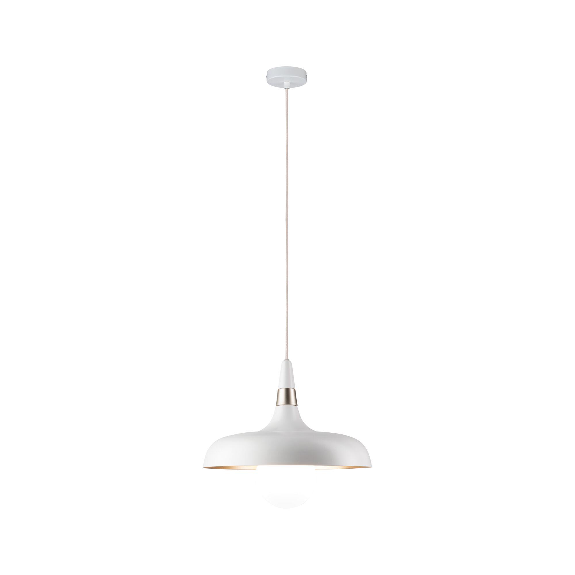 White metal pendant lamp with gold accent and warm light for modern interior lighting