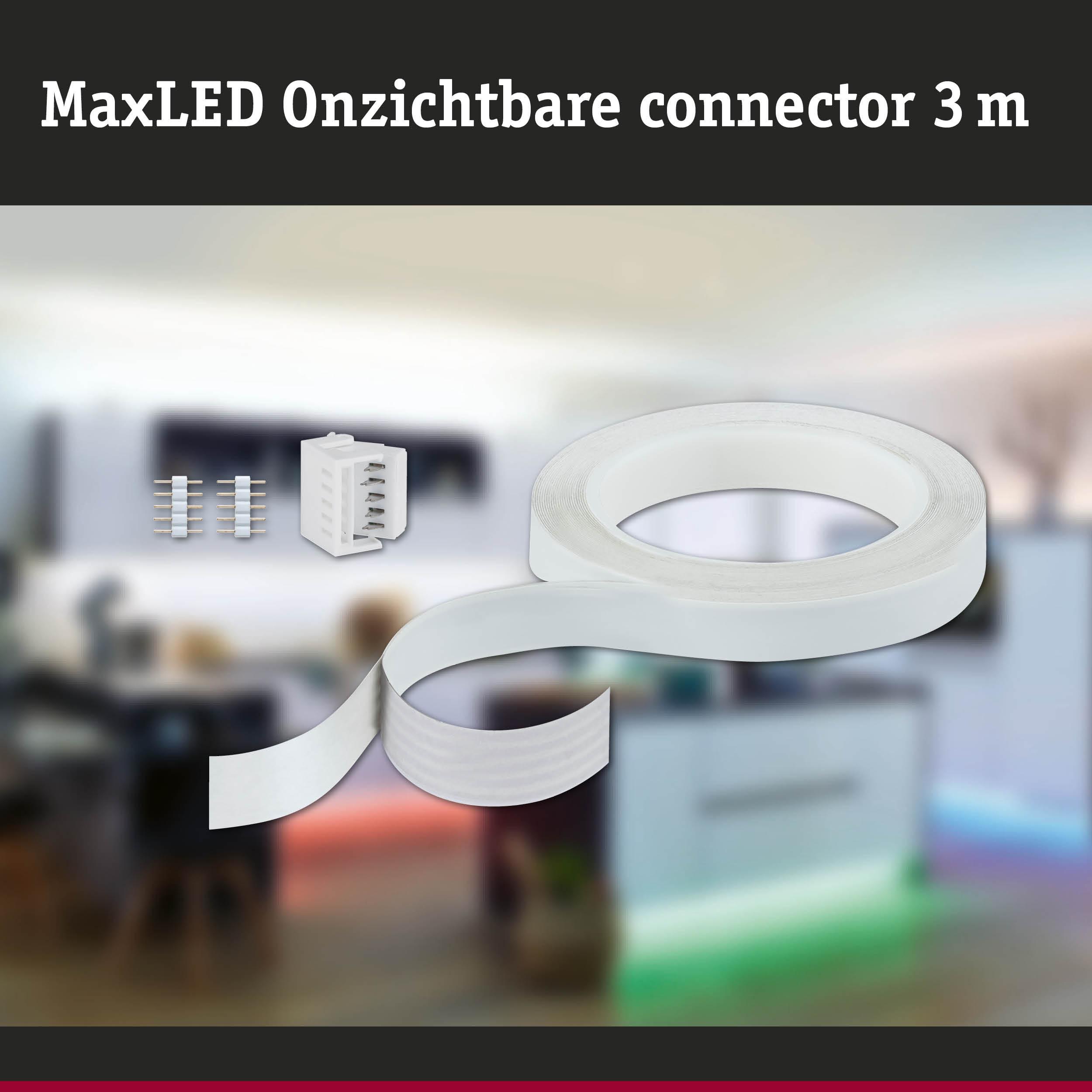 MaxLED onzichtbare witte connector 3 m voor LED-strip verbinding en verlichting