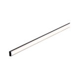 Slim LED strip with black aluminum housing and frosted diffuser for modern indoor lighting