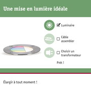 Luminaire encastré rond en acier inoxydable avec verre coloré et guide d'installation simple pour éclairage LED