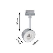 Silberner LED-Spot aus Metall mit 145 mm Höhe und 80 mm Durchmesser für moderne Innenbeleuchtung