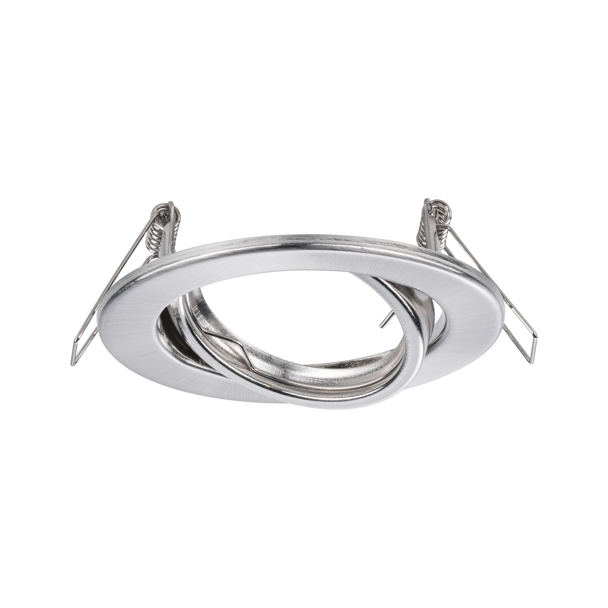 Runder Einbaustrahler aus gebürstetem Aluminium in Silber mit Federklammern für LED-Lampen