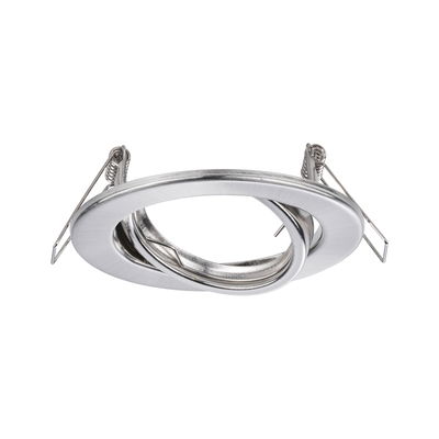Runder Einbaustrahler aus gebürstetem Aluminium in Silber mit Federklammern für LED-Lampen