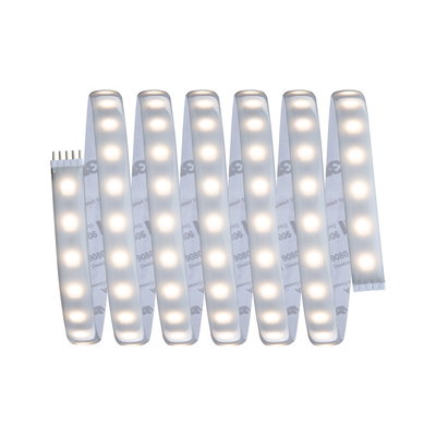 Bande LED flexible avec LEDs blanc chaud et dos autocollant pour éclairage polyvalent.