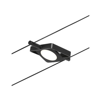 Black LED cable spotlight with round plastic diffuser for modern lighting systems and interior design