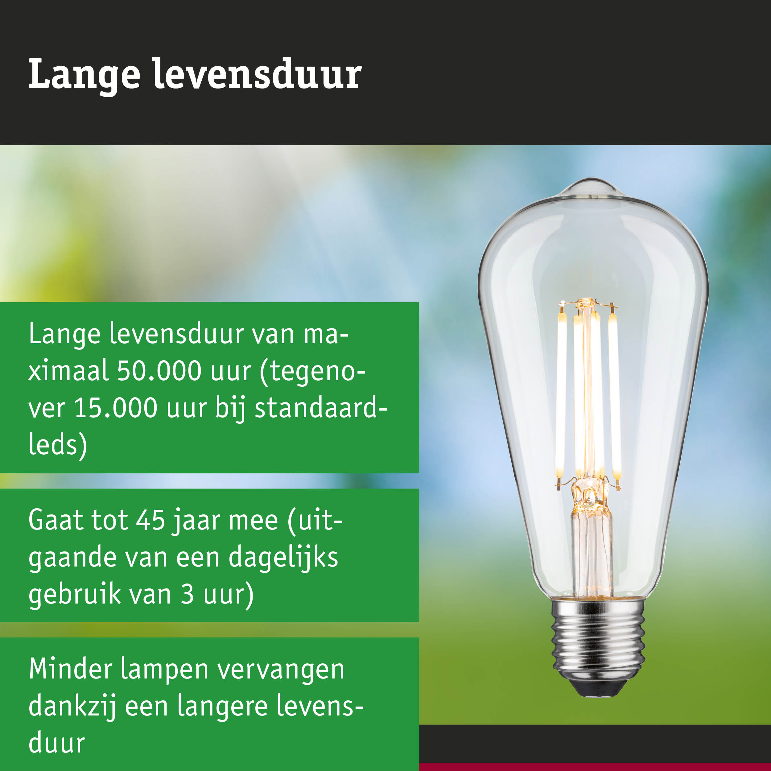 LED-lamp met 3,5 keer langere levensduur dan conventionele lampen, energiezuinige verlichting