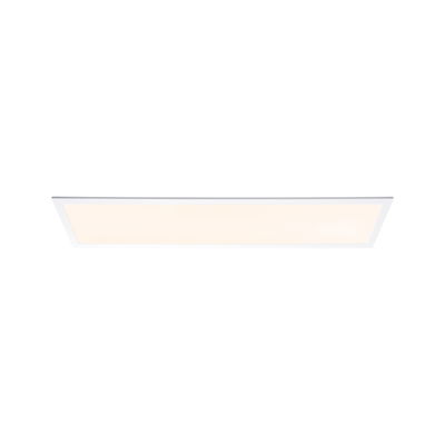 Flat rectangular white LED ceiling panel with warm white light for modern room lighting