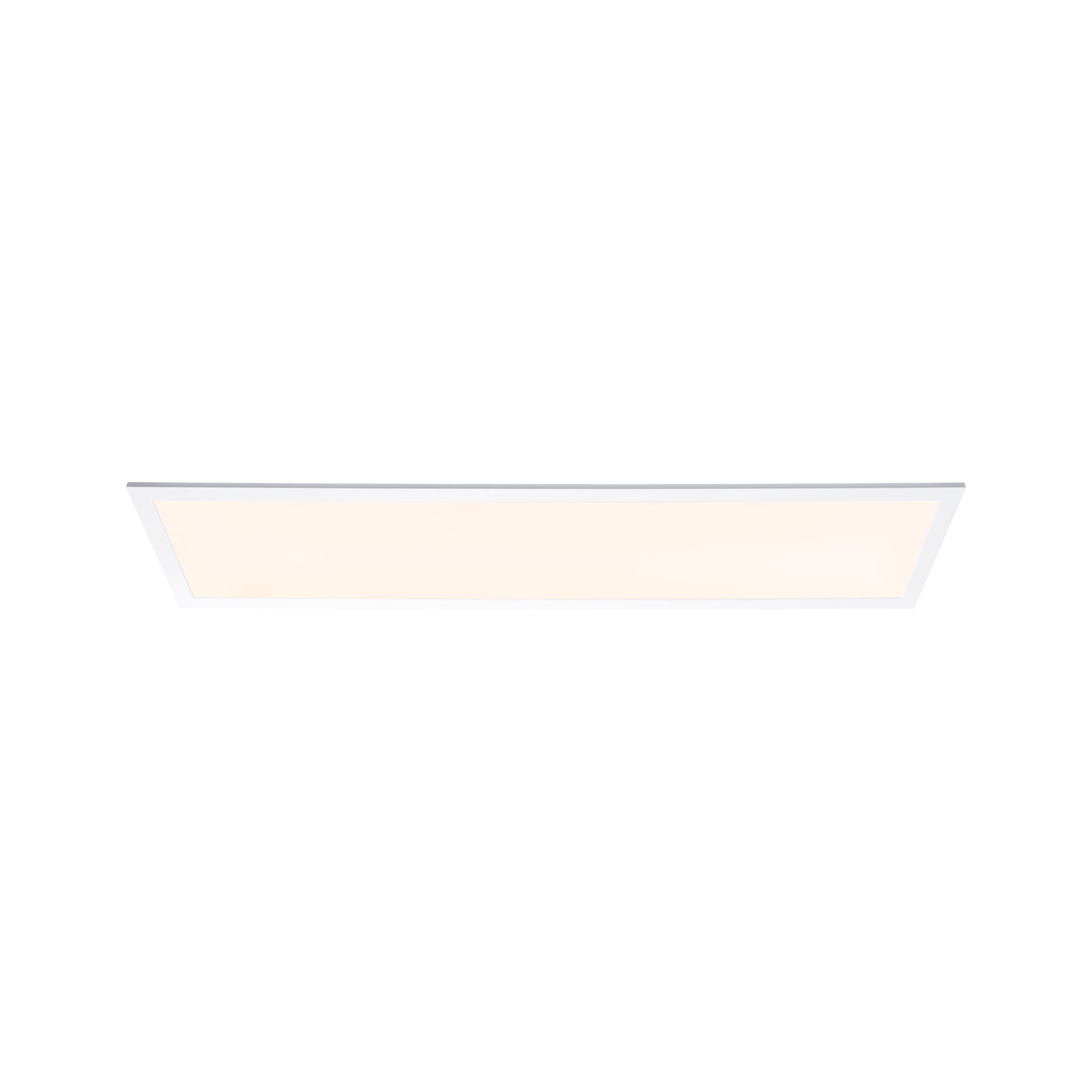 Flat rectangular white LED ceiling panel with warm white light for modern room lighting