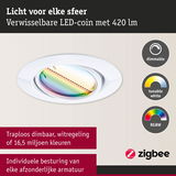 Witte LED-inbouwspot met dimbare RGBW-kleurregeling en 420 lumen lichtopbrengst