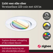 Witte inbouw LED-spot met dimbare, instelbare witregeling en RGBW-besturing voor aanpasbare verlichting