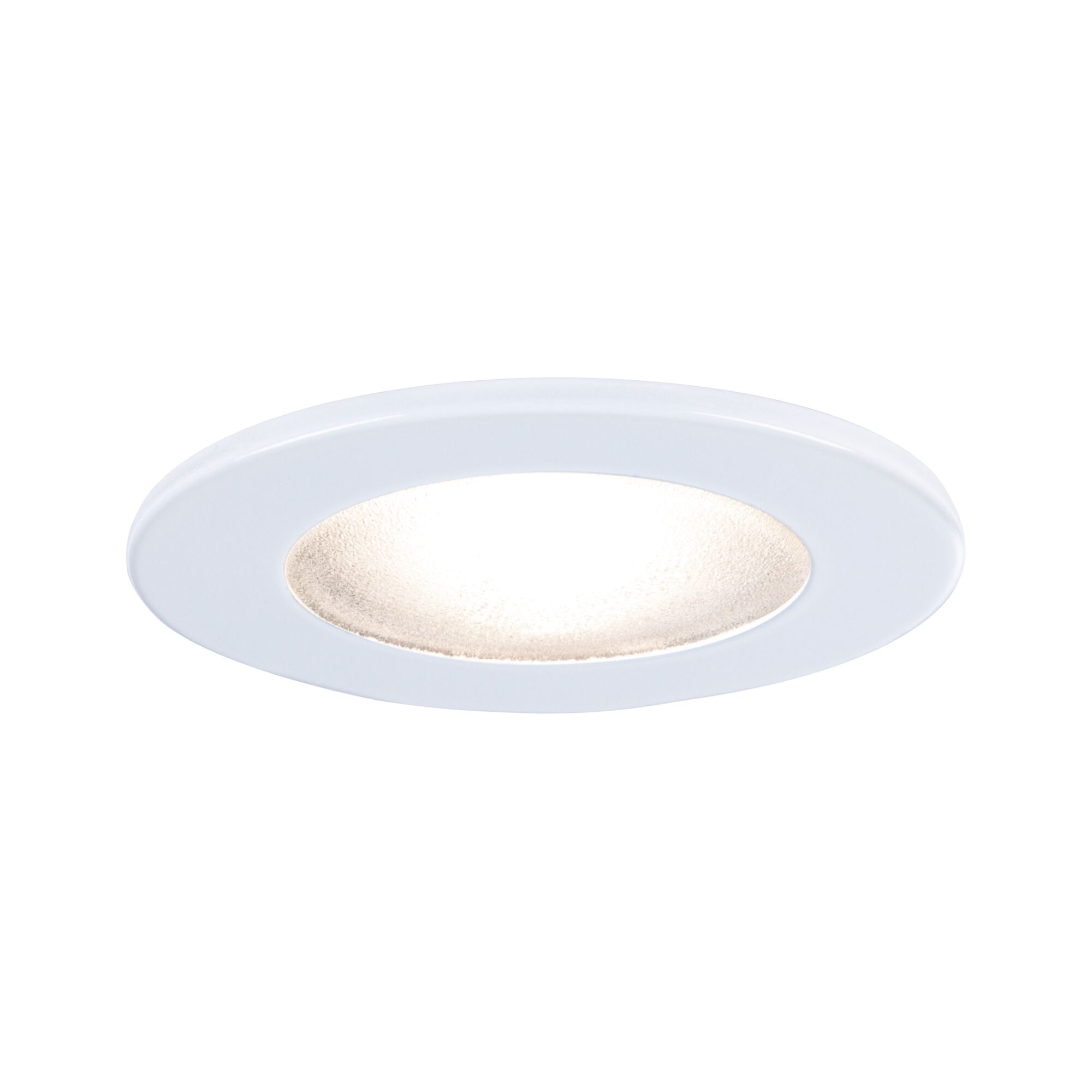 Recessed furniture light Micro Line Structure round 66mm max. 20W 12V dimmable White Round white LED recessed light with warm white illumination for modern indoor lighting
