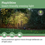 Garden spotlight with insect-friendly evening light providing protection against insects outdoors