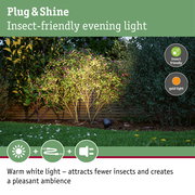 Garden spotlight with insect-friendly evening light providing protection against insects outdoors