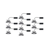 Set van tien grijze LED-inbouwspots met zwarte kabels voor moderne binnenverlichting