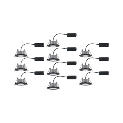 Set van tien grijze LED-inbouwspots met zwarte kabels voor moderne binnenverlichting