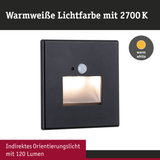 Schwarze LED-Außenwandleuchte mit warmweißem Licht 2700K und 120 Lumen für Orientierung