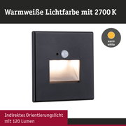 Schwarze LED-Außenwandleuchte mit warmweißem Licht 2700K und 120 Lumen für Orientierung